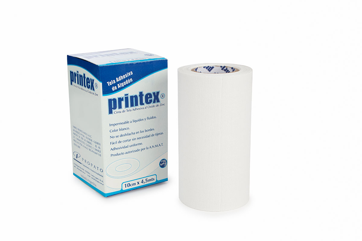 Tela adhesiva 10,0 cm x 4,50 m óxido de zinc caja n°9, PRINTEX